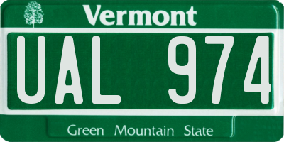 VT license plate UAL974