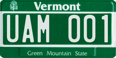 VT license plate UAM001