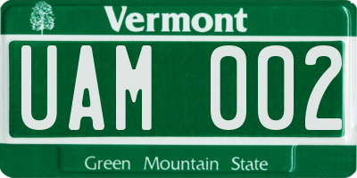 VT license plate UAM002