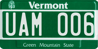 VT license plate UAM006