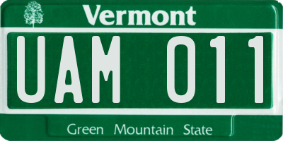VT license plate UAM011