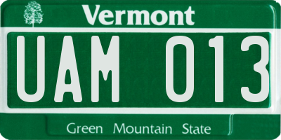 VT license plate UAM013