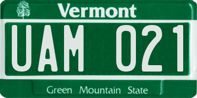 VT license plate UAM021