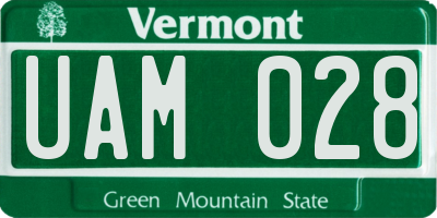 VT license plate UAM028
