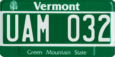 VT license plate UAM032