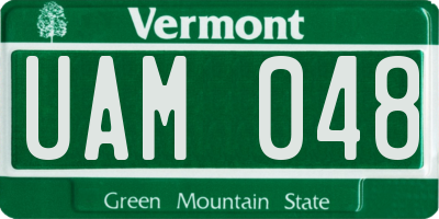 VT license plate UAM048