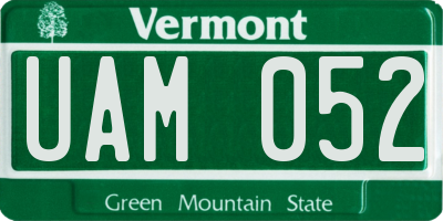 VT license plate UAM052