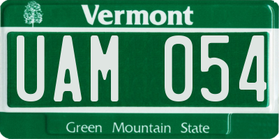 VT license plate UAM054