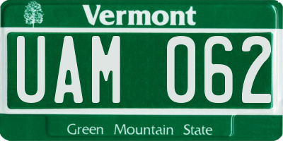 VT license plate UAM062