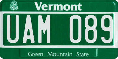 VT license plate UAM089