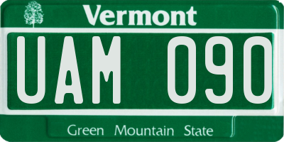 VT license plate UAM090