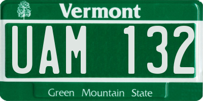 VT license plate UAM132