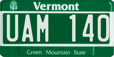 VT license plate UAM140