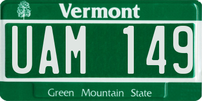 VT license plate UAM149