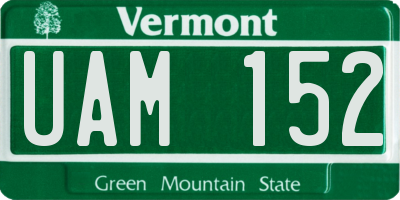 VT license plate UAM152