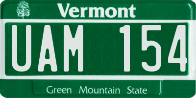 VT license plate UAM154