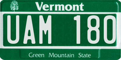 VT license plate UAM180