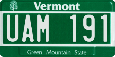 VT license plate UAM191