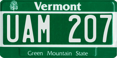 VT license plate UAM207