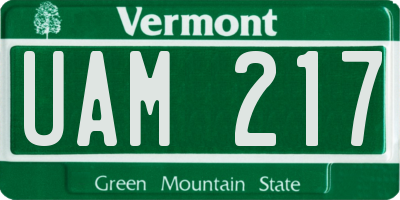 VT license plate UAM217