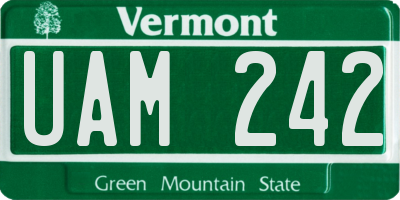 VT license plate UAM242