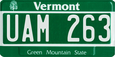 VT license plate UAM263