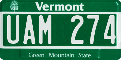 VT license plate UAM274