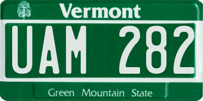 VT license plate UAM282