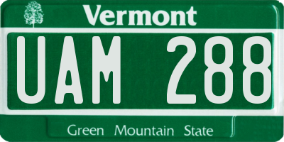 VT license plate UAM288