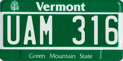 VT license plate UAM316