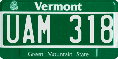 VT license plate UAM318