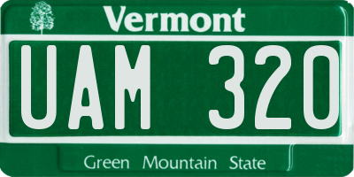 VT license plate UAM320