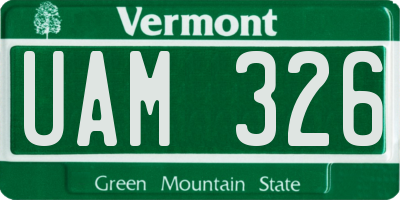 VT license plate UAM326