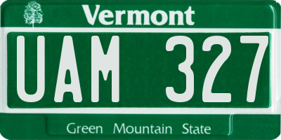 VT license plate UAM327
