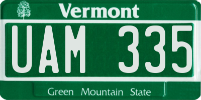 VT license plate UAM335