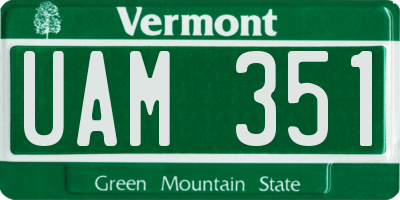 VT license plate UAM351