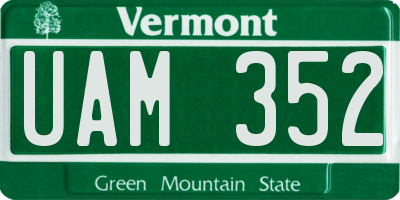 VT license plate UAM352