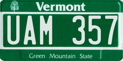 VT license plate UAM357