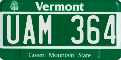 VT license plate UAM364