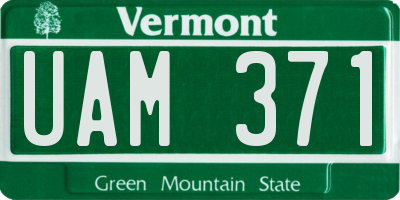 VT license plate UAM371