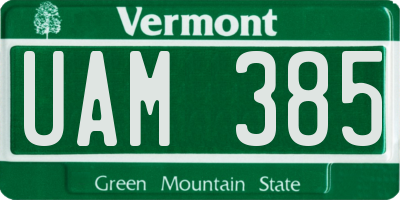 VT license plate UAM385