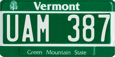 VT license plate UAM387