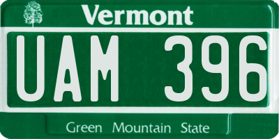 VT license plate UAM396
