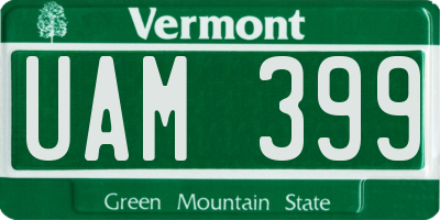 VT license plate UAM399