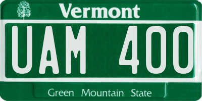 VT license plate UAM400