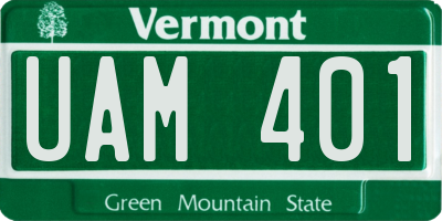 VT license plate UAM401