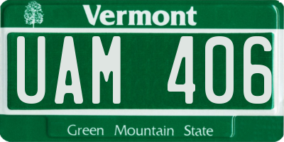 VT license plate UAM406