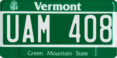 VT license plate UAM408