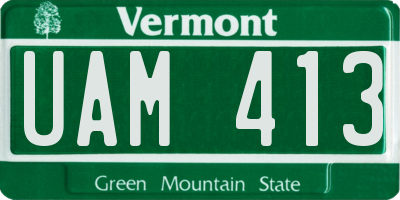 VT license plate UAM413