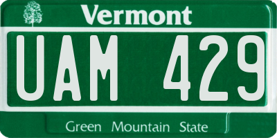 VT license plate UAM429